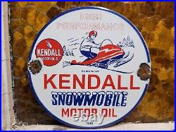 Vintage 1948 Kendall Porcelain Sign Snowmobile Gas Motor Oil Lubricants 6 Sign