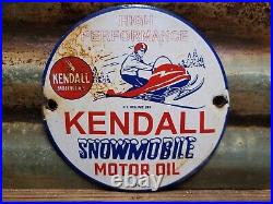 Vintage 1948 Kendall Porcelain Sign Snowmobile Gas Motor Oil Lubricants 6 Sign