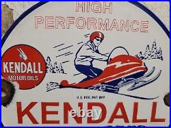 Vintage 1948 Kendall Porcelain Sign Snowmobile Gas Motor Oil Lubricants 6 Sign