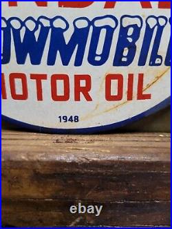 Vintage 1948 Kendall Porcelain Sign Snowmobile Gas Motor Oil Lubricants 6 Sign