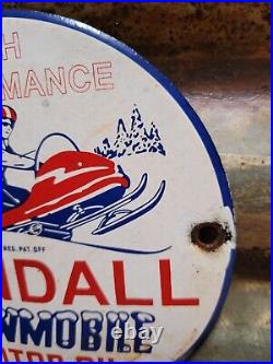 Vintage 1948 Kendall Porcelain Sign Snowmobile Gas Motor Oil Lubricants 6 Sign