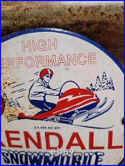 Vintage 1948 Kendall Porcelain Sign Snowmobile Gas Motor Oil Lubricants 6 Sign