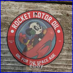 Vintage 1948 Rocket Motor Oil Andy Panda Porcelain Gas Oil 4.5 Sign