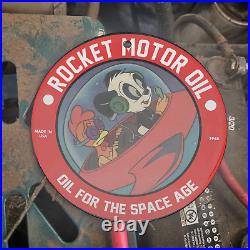 Vintage 1948 Rocket Motor Oil Andy Panda Porcelain Gas Oil 4.5 Sign