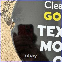 Vintage 1948 Texaco Motor Oil Clean Clear Golden 12 Inch Porcelain Enamel Sign