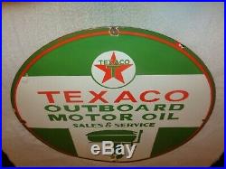 Vintage 1950 Texaco Outboard Boat Motor Oil 30 Porcelain Metal Gasoline Sign