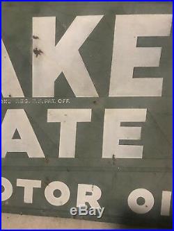 Vintage 1950's Quaker State Motor Oil Metal Sign 70 x 35