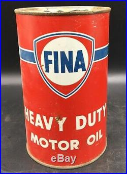 Vintage 1950s Fina Heavy Duty Motor Oil Imperial Quart Can