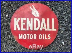 Vintage 1950s Kendall Motor Oil 24 Double Sided Gas Station Advertising Sign