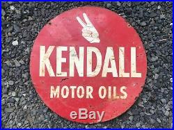 Vintage 1950s Kendall Motor Oil 24 Double Sided Gas Station Advertising Sign