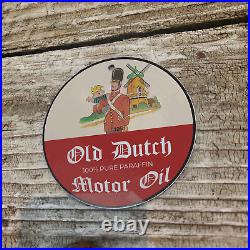 Vintage 1951 Old Dutch Motor Oil Dennis Porcelain Gas Oil 4.5 Sign