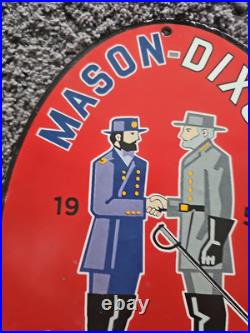 Vintage 1953 Mason-dixon Motor Oil Gasoline Porcelain Gas Pump Sign 12 X 8