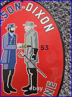 Vintage 1953 Mason-dixon Motor Oil Gasoline Porcelain Gas Pump Sign 12 X 8