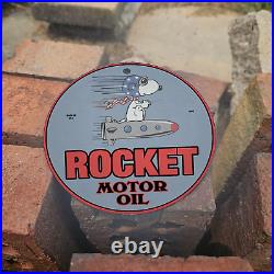 Vintage 1953 Rocket Motor Oil Porcelain Gas Oil 4.5 Sign