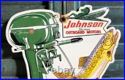 Vintage 1954 Dated Johnson Seahorse Boat Motor 10 Porcelain Sign Gas Oil