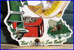 Vintage 1954 Dated Johnson Seahorse Boat Motor 10 Porcelain Sign Gas Oil
