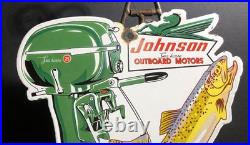 Vintage 1954 Dated Johnson Seahorse Boat Motor Porcelain Sign Gas Oil