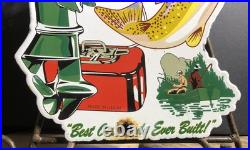 Vintage 1954 Dated Johnson Seahorse Boat Motor Porcelain Sign Gas Oil
