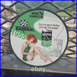 Vintage 1955 Bardahl Motor Oil Porcelain Gas Oil 4.5 Sign
