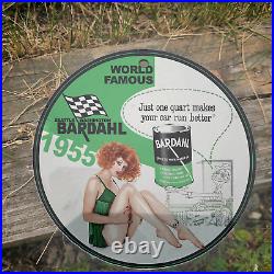 Vintage 1955 Bardahl Motor Oil Porcelain Gas Oil 4.5 Sign