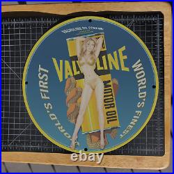 Vintage 1955 Valvoline Motor Oil Company Porcelain Gas & Oil Metal Sign