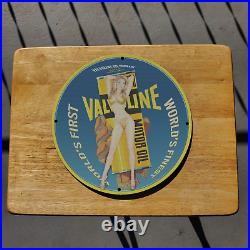Vintage 1955 Valvoline Motor Oil Company Porcelain Gas & Oil Metal Sign
