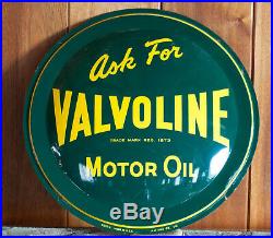 Vintage 1956 Ask For Valvoline Motor Oil Convex Metal Advertising Sign