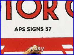 Vintage 1957 Dated Marathon Motor Oil Porcelain Gasoline Gas Sign Pump Plate