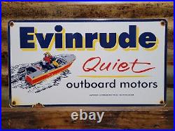 Vintage 1957 Evinrude Porcelain Sign Outboard Motor Oil Gas Boat Service Sales