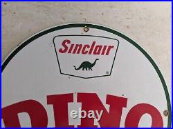 Vintage 1957 Sinclair Dino Gasoline Porcelain Gas Pump Sign Motor Oil