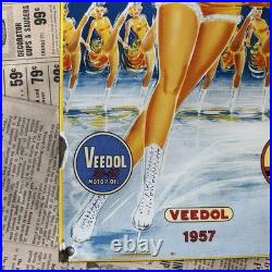 Vintage 1957 Veedol Motor Oil Gas Station 8x12 Inches Porcelain Enamel Sign