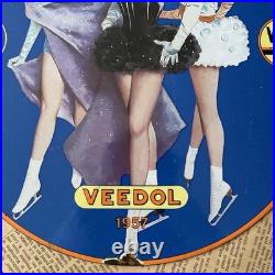 Vintage 1957 Veedol Motor Oil Tydol Gasoline 12 Inch Porcelain Enamel Sign