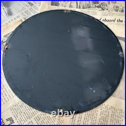 Vintage 1959 Husky Motor Oil Gasoline 12 Inch Porcelain Enamel Sign