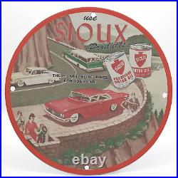 Vintage 1962 Sioux Motor Products Porcelain Enamel Gas-oil Garage Man Cave Sign