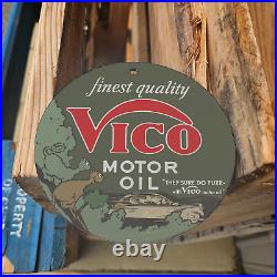 Vintage 1963 Vico Motor Oil Porcelain Gas Oil 4.5 Sign