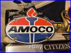 Vintage 1964 Amoco Standard Porcelain Sign Torch Motor Oil Gas Pump Amoco 12 Vintage 1964 Amoco Standard Porcelain Sign Torch Motor Oil Gas Pump Amoco 12