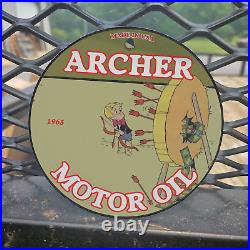Vintage 1965 Archer Motor Oil Richie Rich Porcelain Gas Oil 4.5 Sign