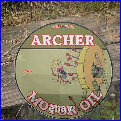 Vintage 1965 Archer Motor Oil Richie Rich Porcelain Gas Oil 4.5 Sign