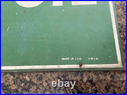 Vintage 1965 Quaker State Motor Oil Gas Station Double Sided 29 Metal Sign