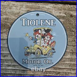 Vintage 1967 Tiolene Motor Oil Porcelain Gas Oil 4.5 Sign