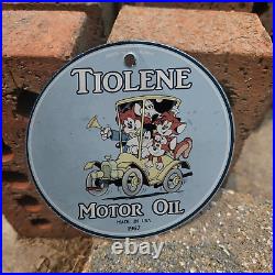 Vintage 1967 Tiolene Motor Oil Porcelain Gas Oil 4.5 Sign