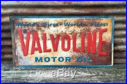 Vintage 1969 Valvoline Motor Oil Sign 18x36 Inch Gas Station Advertising Metal