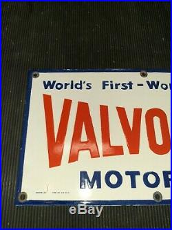 Vintage 1969 Valvoline Motor Oil Sign Original Gas Station Advertising Porcelain