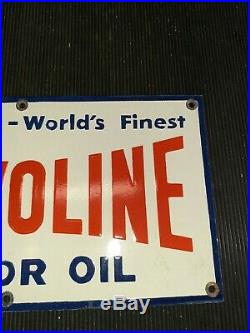Vintage 1969 Valvoline Motor Oil Sign Original Gas Station Advertising Porcelain
