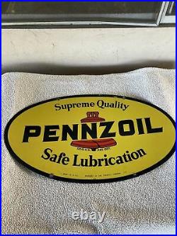 28" EARLY PENNZOIL OIL LUBSTER front DECAL GAS PUMP SIGN GASOLINE PENN-1 