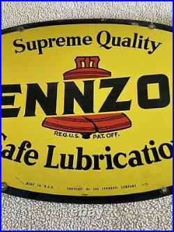 Vintage 1974 Pennzoil Motor Oil Gas Station 2 Sided 31 Metal Sign