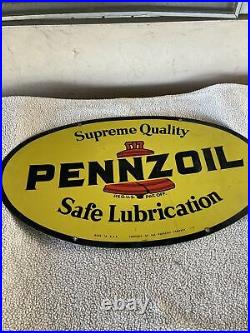 Vintage 1974 Pennzoil Motor Oil Gas Station 2 Sided 31 Metal Sign