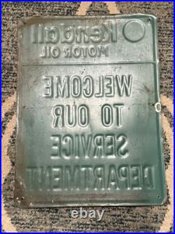 Vintage 1990 Kendal Motor Oil Service Department Embossed Metal Sign