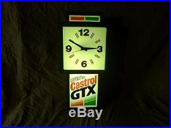 Vintage 1990s Castrol GTX Clock Sign Gas Station Motor Oil Advertising Sign
