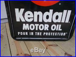 Vintage 2 sided KENDALL MOTOR OIL SIGN mounted metal frame 25 x 31 1/4